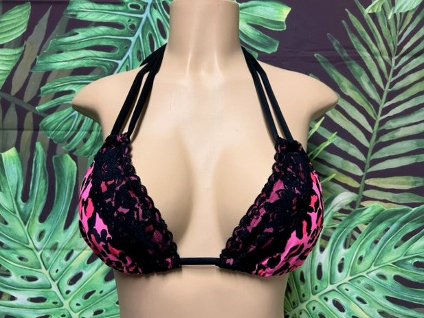 Layla Triangle Top Hot Pink Safari