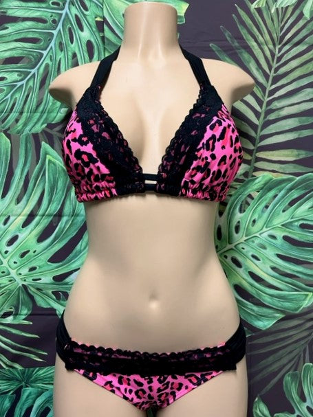 SALE Paradise Bikini Bottoms Hot Pink Safari Leopard