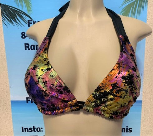 Lola Double String Bikini Oil Slick Top Metallic