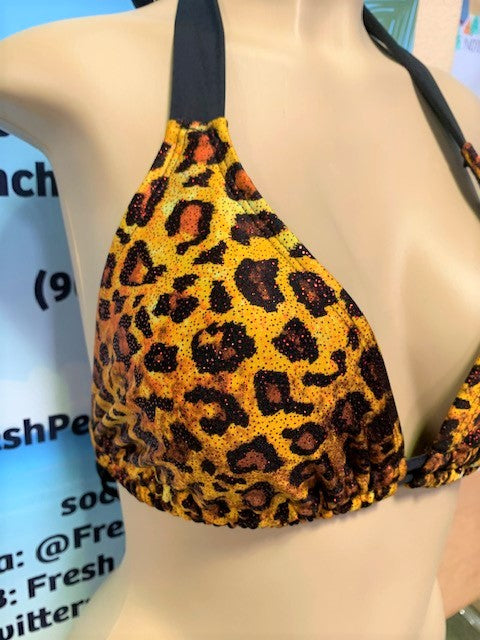 SALE Lola Double String Bikini Top Golden Leopard