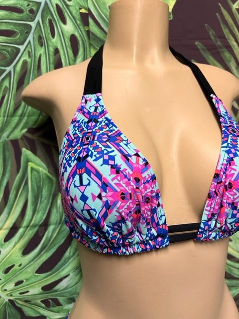 SALE Lola Double String Bikini Top Blue Aztec