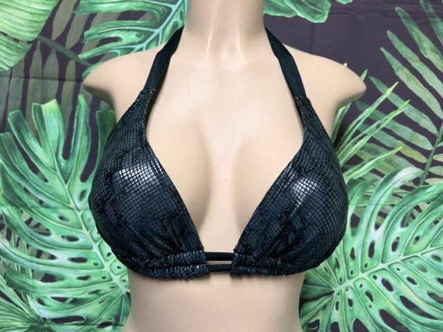 Lola Double String Top Black Grey Anaconda