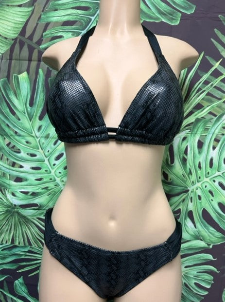 Lola Double String Top Black Grey Anaconda