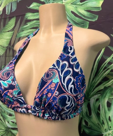 SALE Lola Double String Bikini Top Blue Paisley