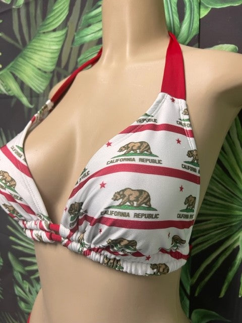 Lola Double String Bikini Top California Flag