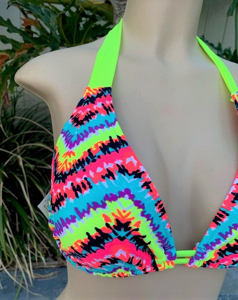 Lola Double String Bikini Top Neon Fireworks