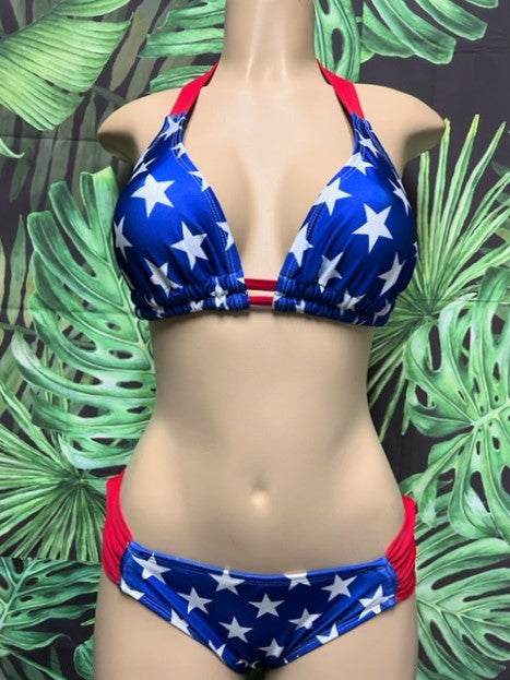 Lola Double String Bikini Top Patriotic Stars