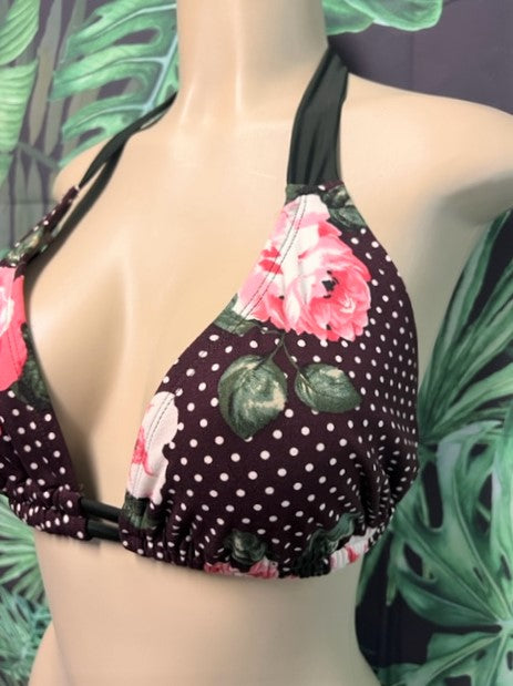 Lola Double String Bikini Top Floral Dots