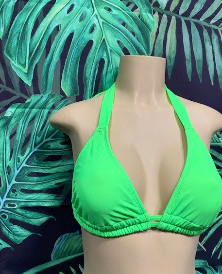 Lola Double String Bikini Top Neon Green