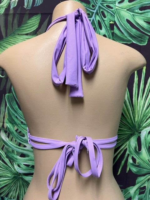 Lola Double String Bikini Top Leafy Lavender