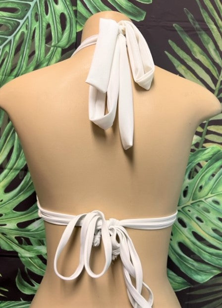 Lola Double String Bikini Top Nakey White