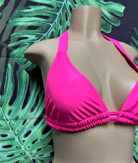 Lola Double String Bikini Top Neon Pink