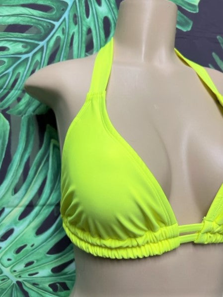 Lola Double String Bikini Top Solid Neon Yellow