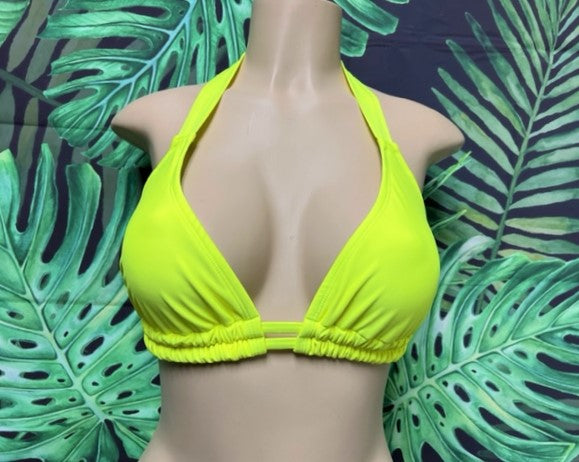 Lola Double String Bikini Top Solid Neon Yellow