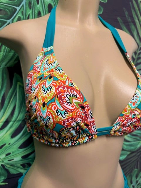 SALE Lola Double String Bikini Top Teal Peacock