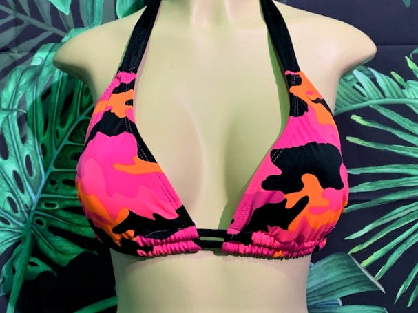 Lola Double String Bikini Top Hot Pink Camo