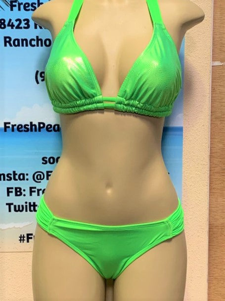 Lola Double String Bikini Top Rave Green Fantasy