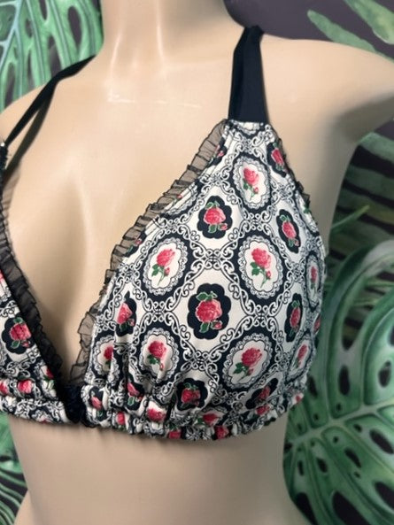 Lola Double String Bikini Top Vintage Roses