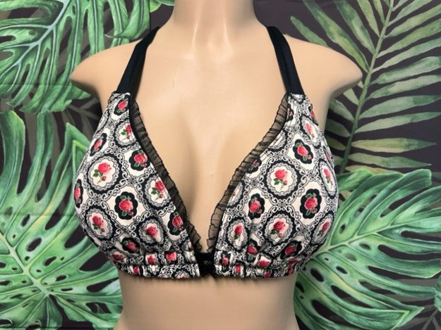 Lola Double String Bikini Top Vintage Roses