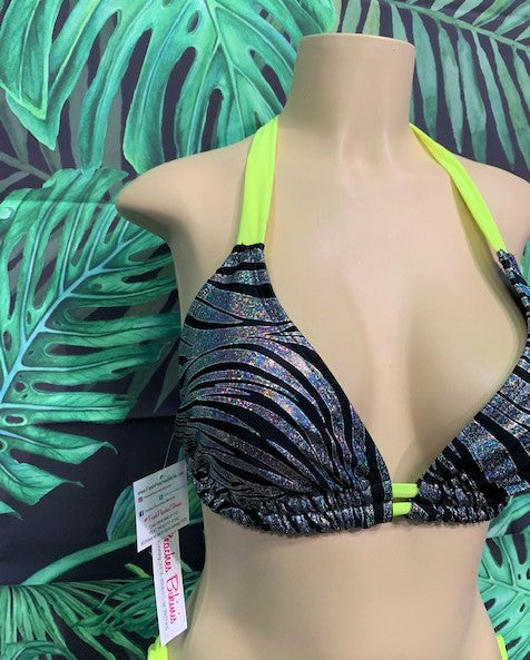 Lola Double String Bikini Top Onyx Zebra