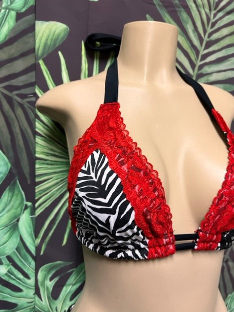 Lola Double String Bikini Top Zebra