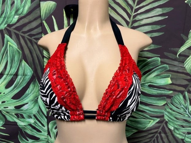 Lola Double String Bikini Top Zebra