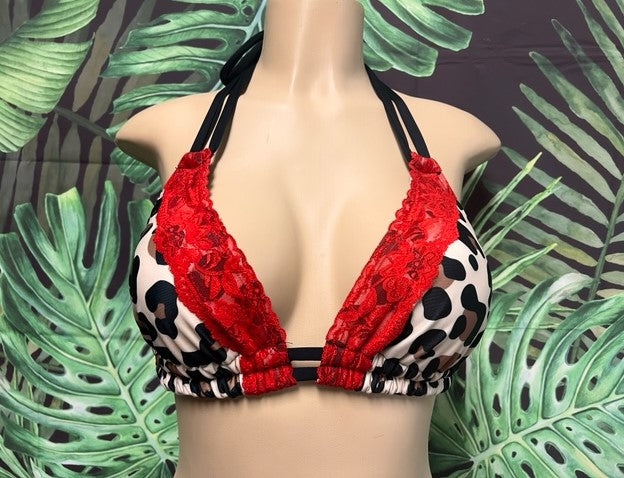 Lolita Double String Top Pebbles Leopard and Lace