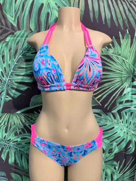 Paradise Bikini Bottoms Pink Blue Paisley