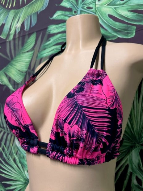 Lolita Double String Top Pink Black Hibiscus