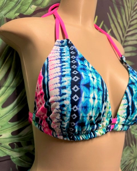 SALE Lolita Double String Top Turquoise Pink Tie Dye