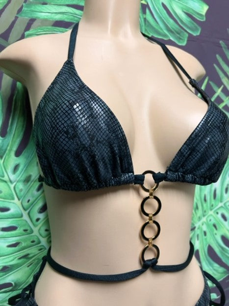 Lux Lyla Triangle Top Black Grey Anaconda