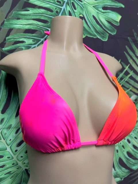 Lyla Triangle Top Neon Pink Orange Tie Dye