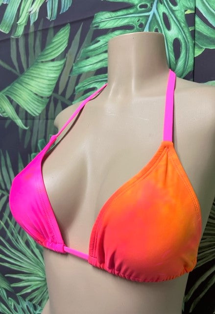 Lyla Triangle Top Neon Pink Orange Tie Dye