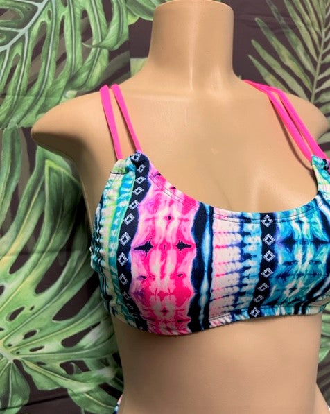 SALE Maxi Halter Turquoise Pink Tie Dye