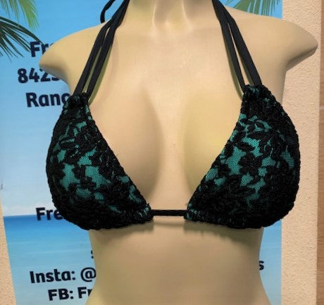 SALE Layla Triangle Top Mint Black Lace