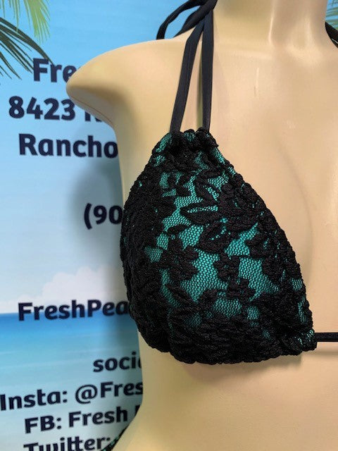 SALE Layla Triangle Top Mint Black Lace