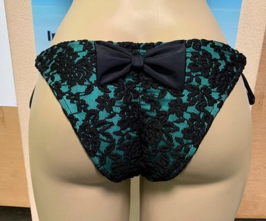 SALE Cabo Tie Side Bottoms Mint Black Lace