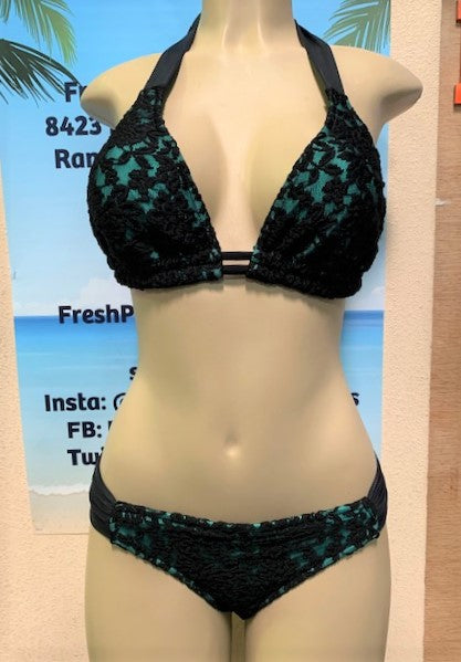 SALE Paradise Bikini Bottoms Mint Black Lace