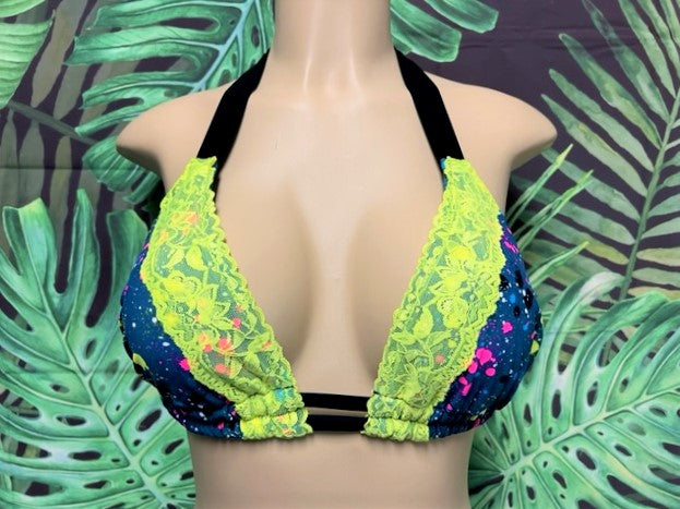 SALE Lola Double String Bikini Top Neon Paint