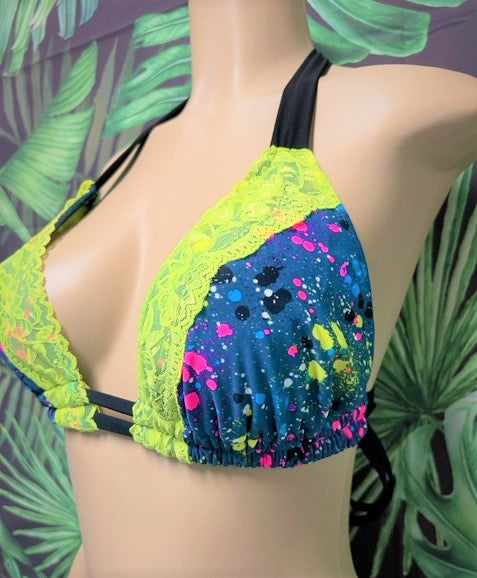 SALE Lola Double String Bikini Top Neon Paint