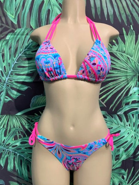 Layla Triangle Top Blue Pink Paisley
