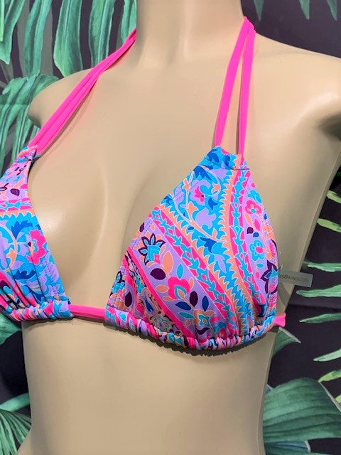 SALE Layla Triangle Top Blue Pink Paisley