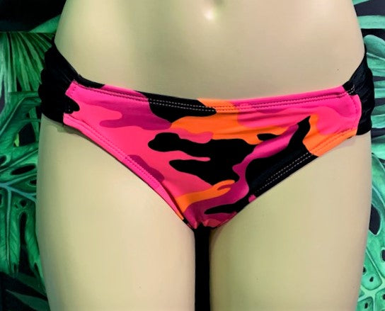 Paradise Bikini Bottoms Pink Black Camouflage