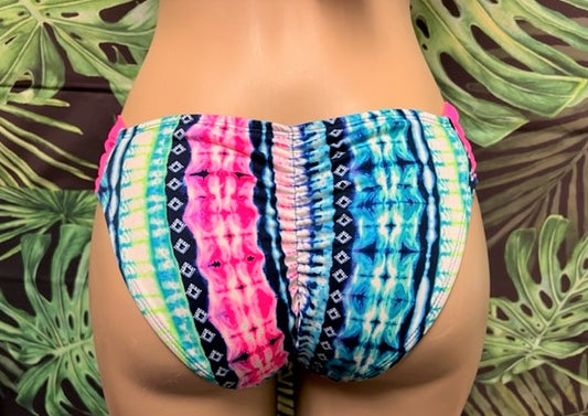 Paradise Bikini Bottoms Turquoise Pink Tie Dye