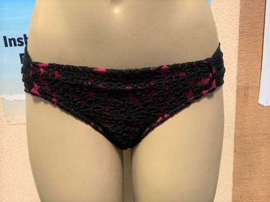 SALE Paradise Bikini Bottoms Hot Pink Black Lace