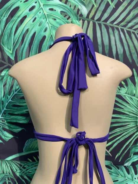 Lola Double String Bikini Top Purple Hawaiian
