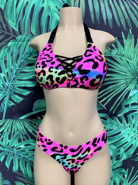 Britney Halter Top Rainbow Leopard