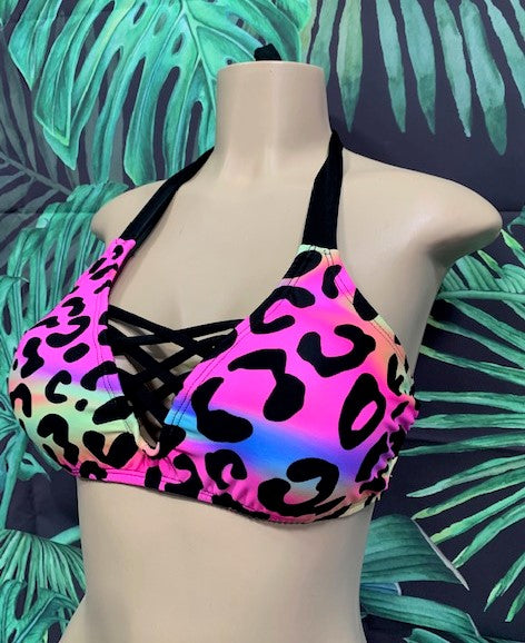 Britney Halter Top Rainbow Leopard