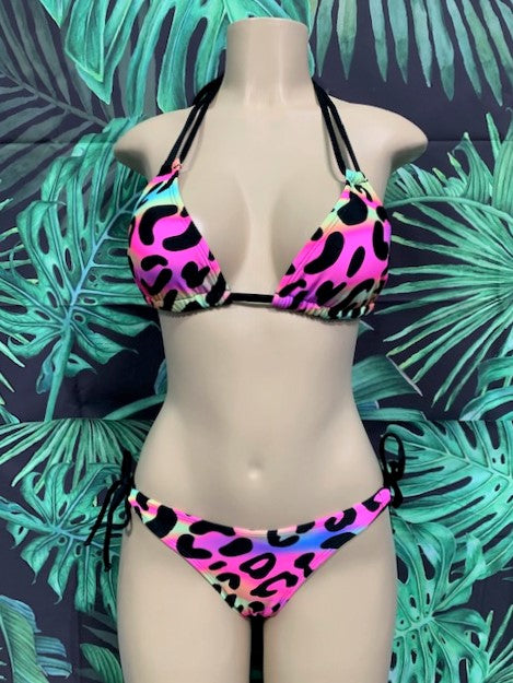 Cabo Tie Side Bottoms Rainbow Leopard