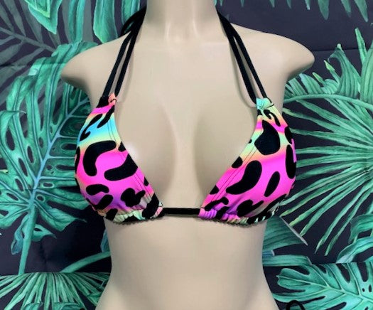 Layla Triangle Top Rainbow Leopard